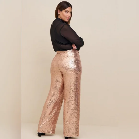 Torrid Rose-Gold Sequin Pants - Picture 2 of 4